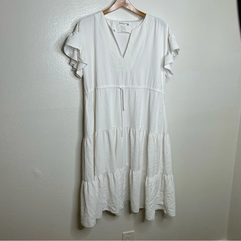 Amanda Uprichard White Tiered Midi Dress M